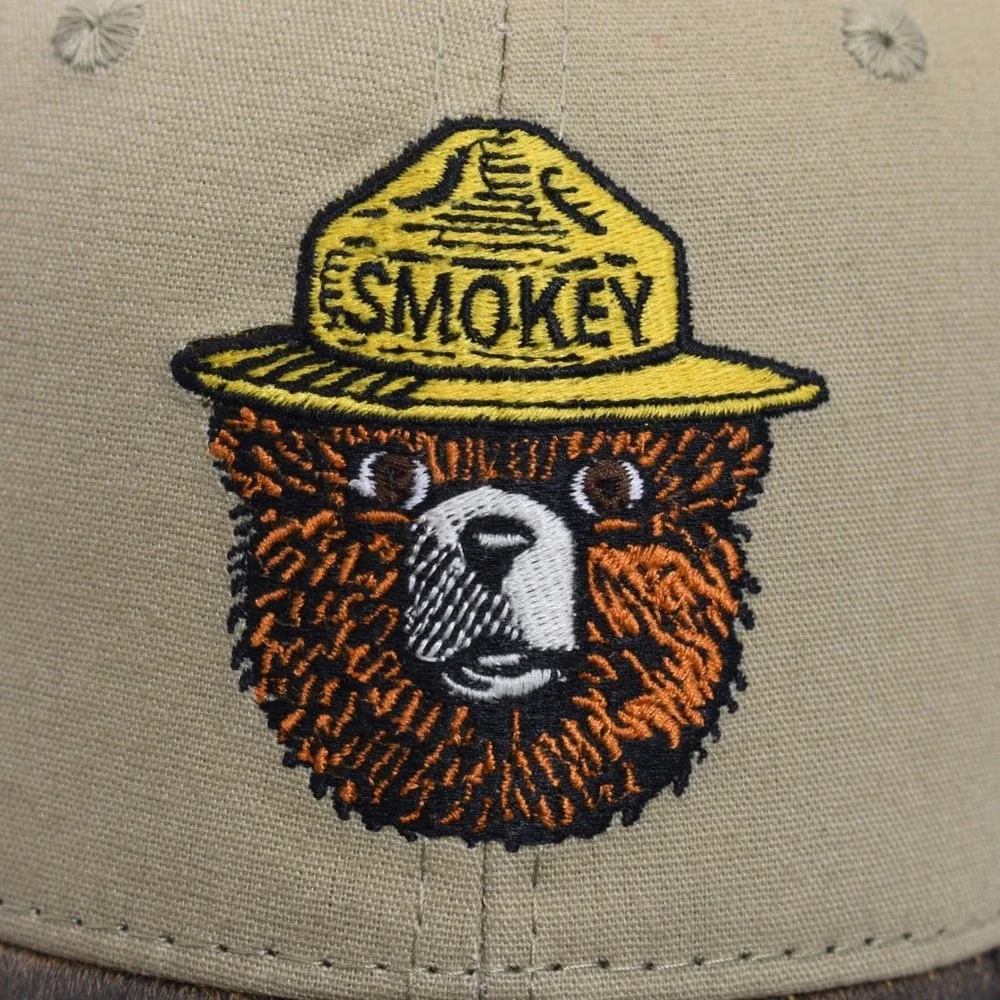 Smokey The Bear Official Mesh Trucker Snapback‎ Hat Cap Brown White OSFM NEW